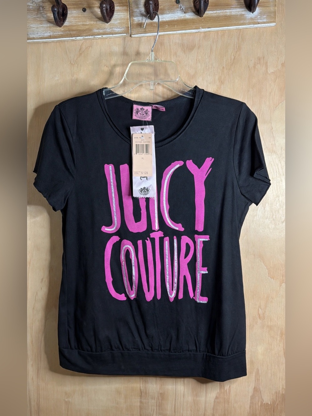 Juicy Couture Black Tee with Pink Graphic Logo